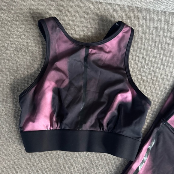 Noli Black and Pink watercolor Leggings and sports bra Set - size S - Picture 2 of 6